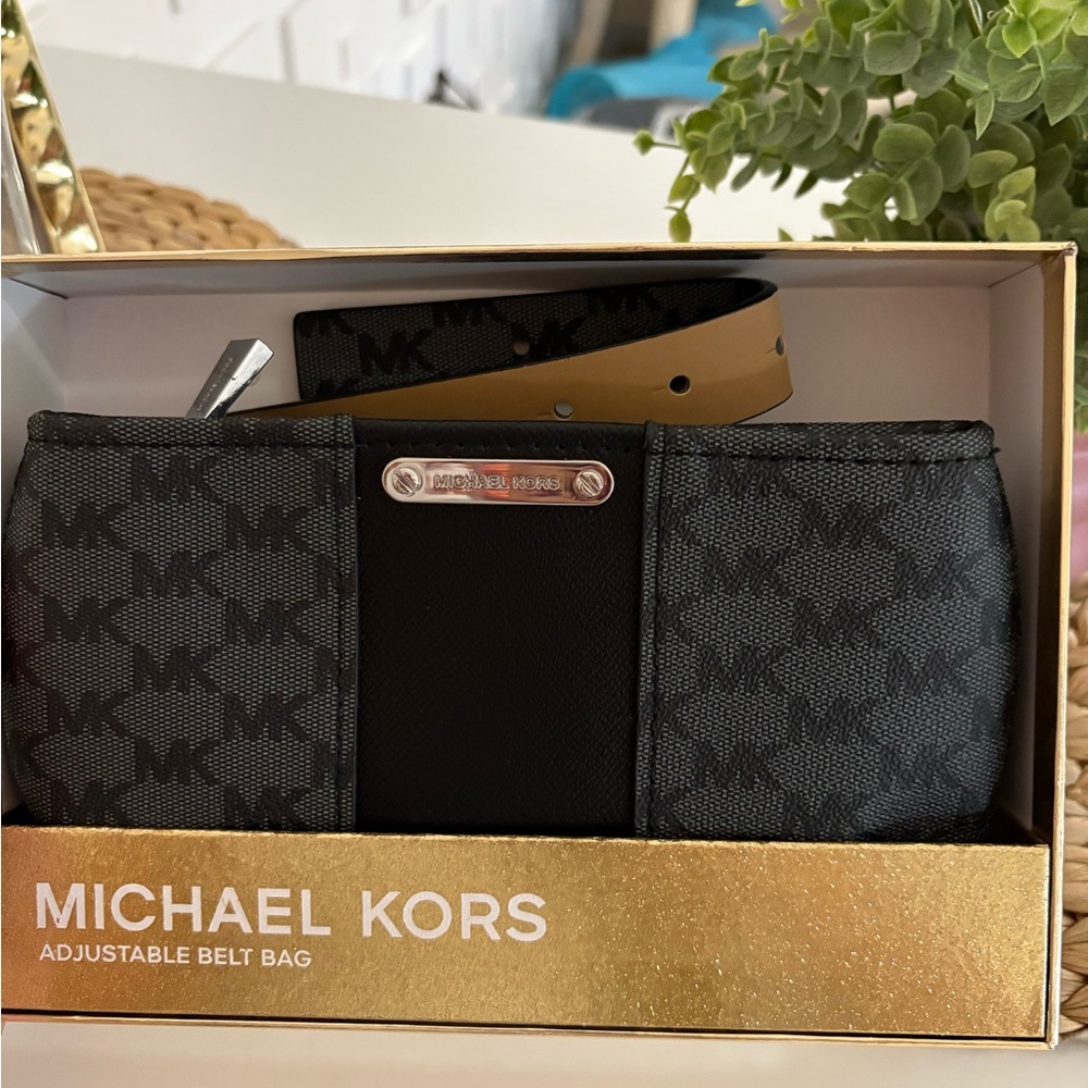 Michael Kors Black and Gold Belt Bag